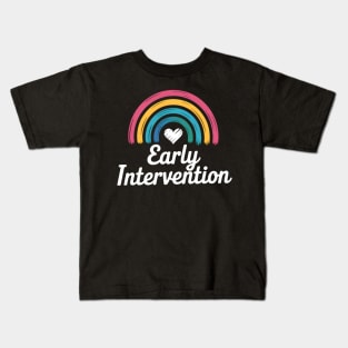 Rainbow Early Intervention Heart Teacher Interventionist Kids T-Shirt
